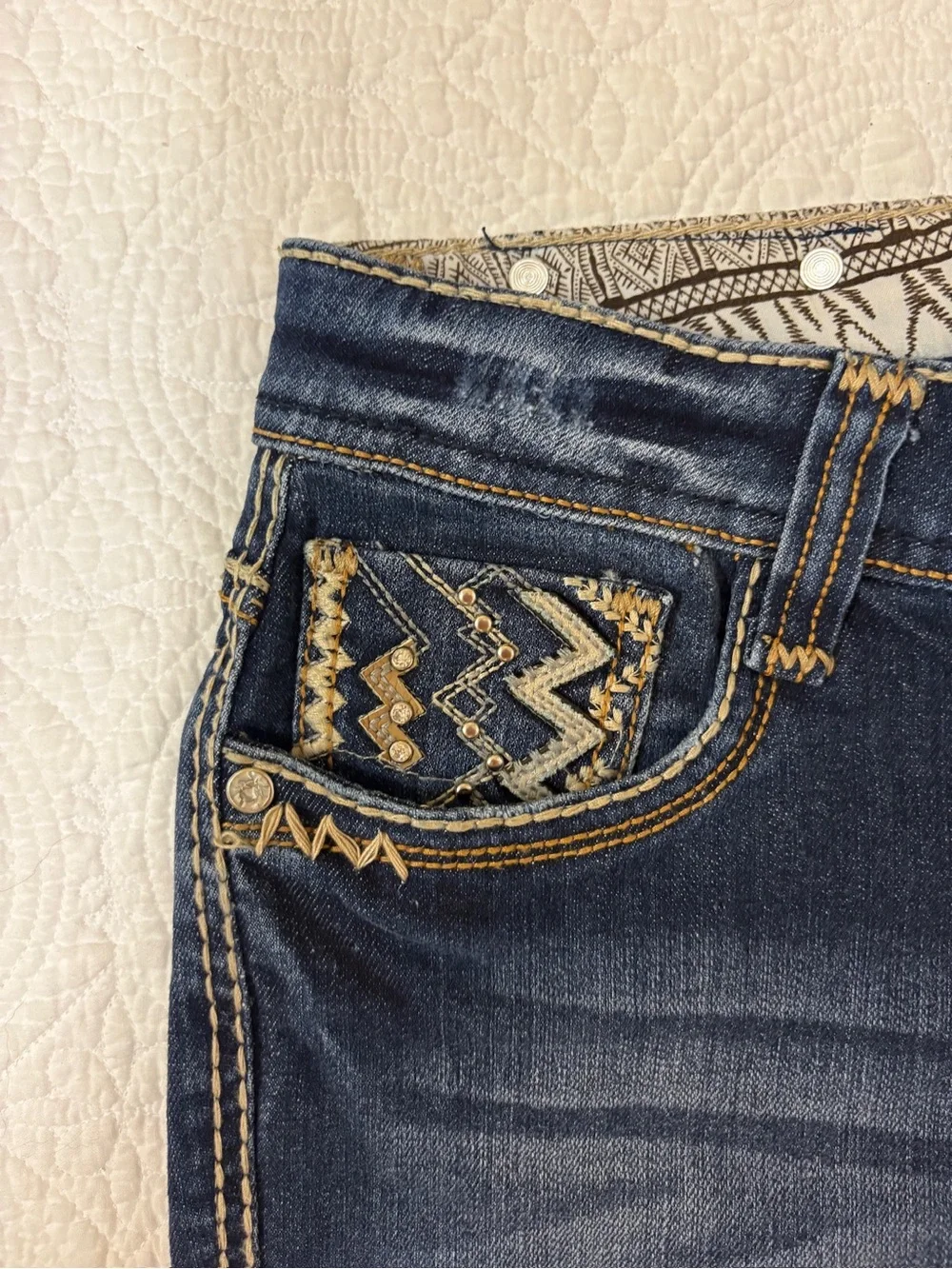 NWT Cello Jeans Size 13 Bootcut Dark Wash Embellished Studded Y2K Western Denim